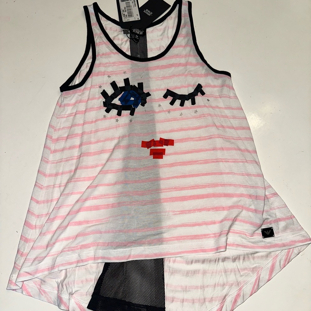 Giorgio Armani Junior Striped Girls' Graphic Tank top NEW!